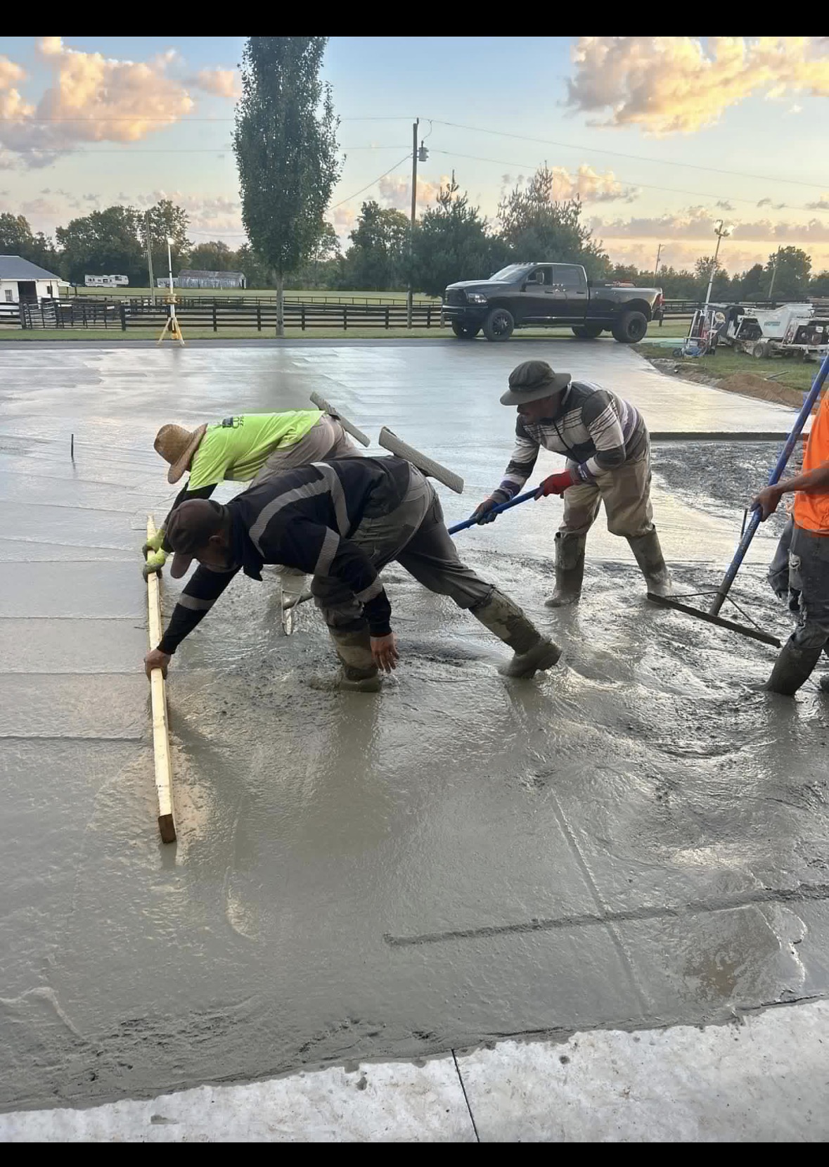 Spaulding Concrete crew finishing a fresh slab